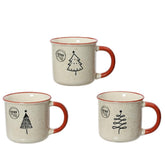Kitchen Goods Porcelain Mug with Red Rim 8.2cm - Cream (3 Assorted)